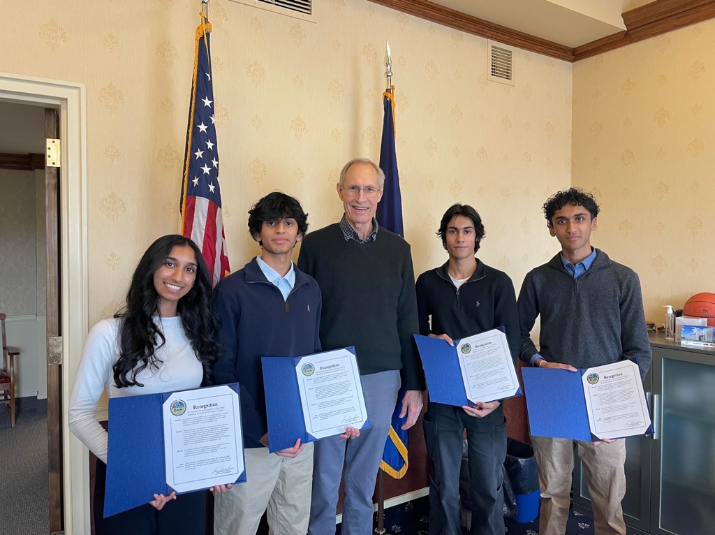 TechPals founders receiving proclamations from Nashua Mayor Jim Donchess